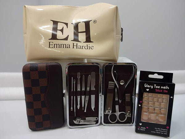 Globe Trotter Professional Nail Care & Pedicure Kit With Luxury Travel Case Emma Hardie Make Up Bag Hamper