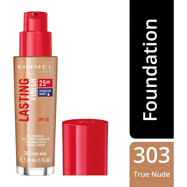 Globe Trotter Rimmel 303 True Nude Lasting Finish 25 Hour Full Coverage Lightweight Foundation 30ml