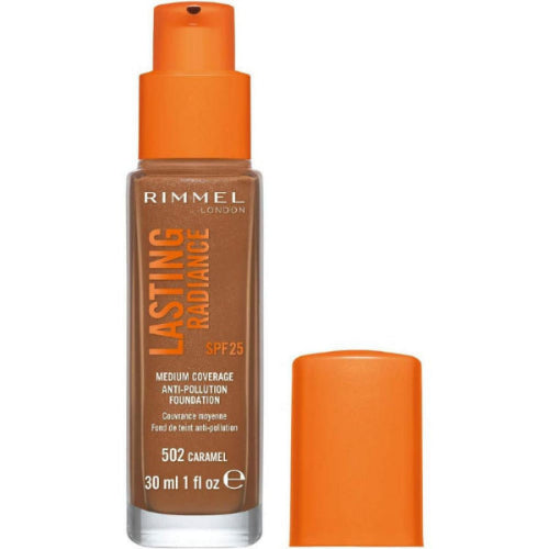 Globe Trotter Rimmel 502 Caramel Lasting Radiance Medium Coverage Anti Pollution Foundation SPF 25 (Rimmel Wake Me Up Foundation Upgrade)
