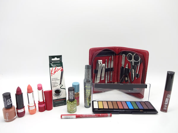 Globe Trotter Rimmel London Luxury 10pc Beauty Make Up Gift Box Gift Set Free Foundation & Free Luxury Manicure Tool Kit