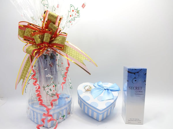 Globe Trotter SECRET CODE Perfume & 3pc Makeup Kit Gift Hamper - Christmas Beauty Bundle For Her