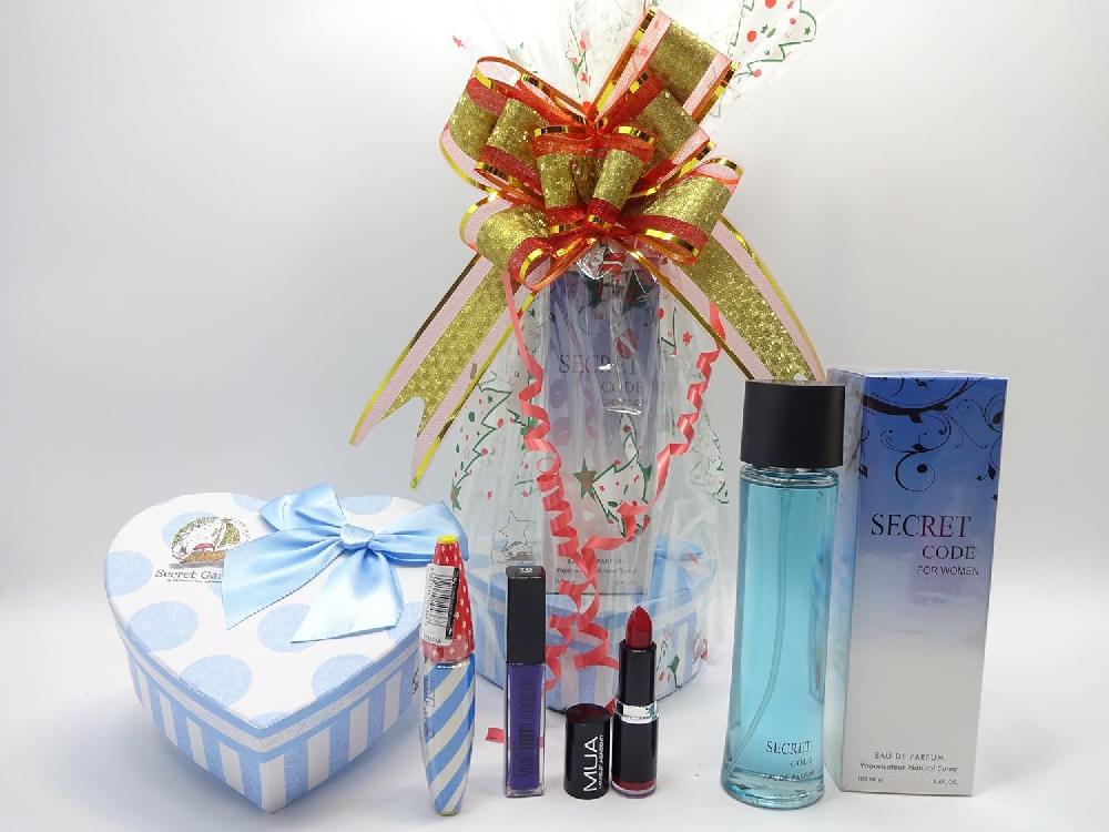 globe trotter SECRET CODE Perfume & 3pc Makeup Kit Gift Hamper - Christmas Beauty Bundle for Her