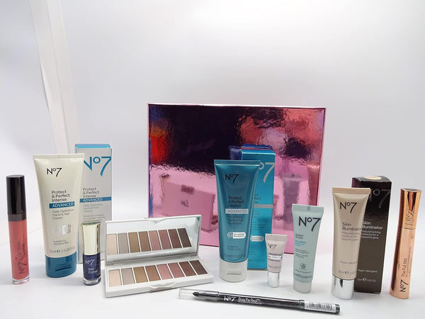 Globe Trotter Unique No7 Luxury Skincare & Make Up Bundle Gift Set Gift Wrapped