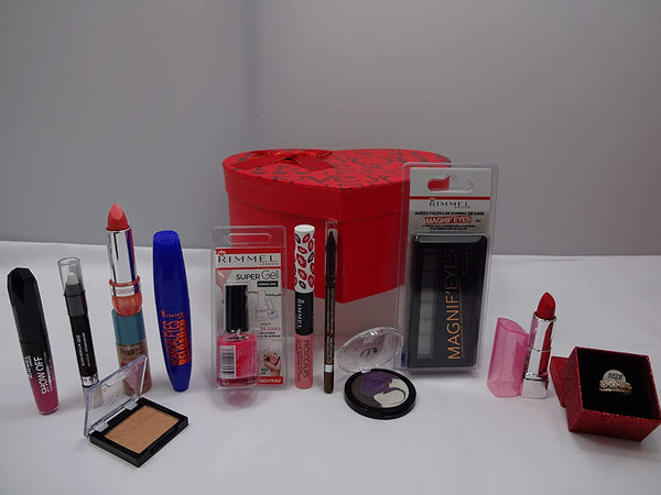 Globe Trotter Valentines Gift Hamper For Her Rimmel London 11pc Luxury Beauty Box Foundation + Crystal Ring