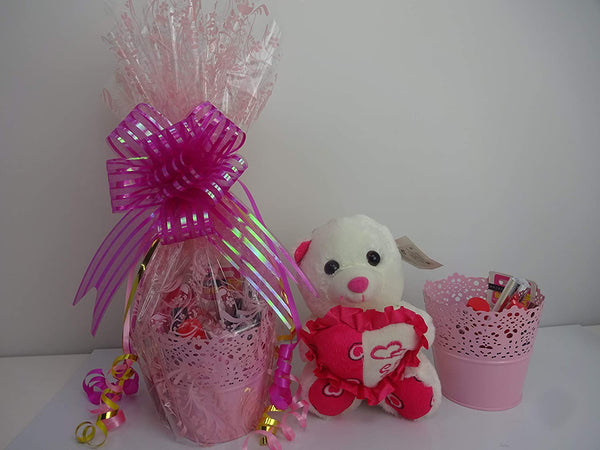 Globe Trotter Valentines Gift Soft I Love You Talking Teddy Bear & Mix Make Up Products + Gift Valentines Special Gift Hamper