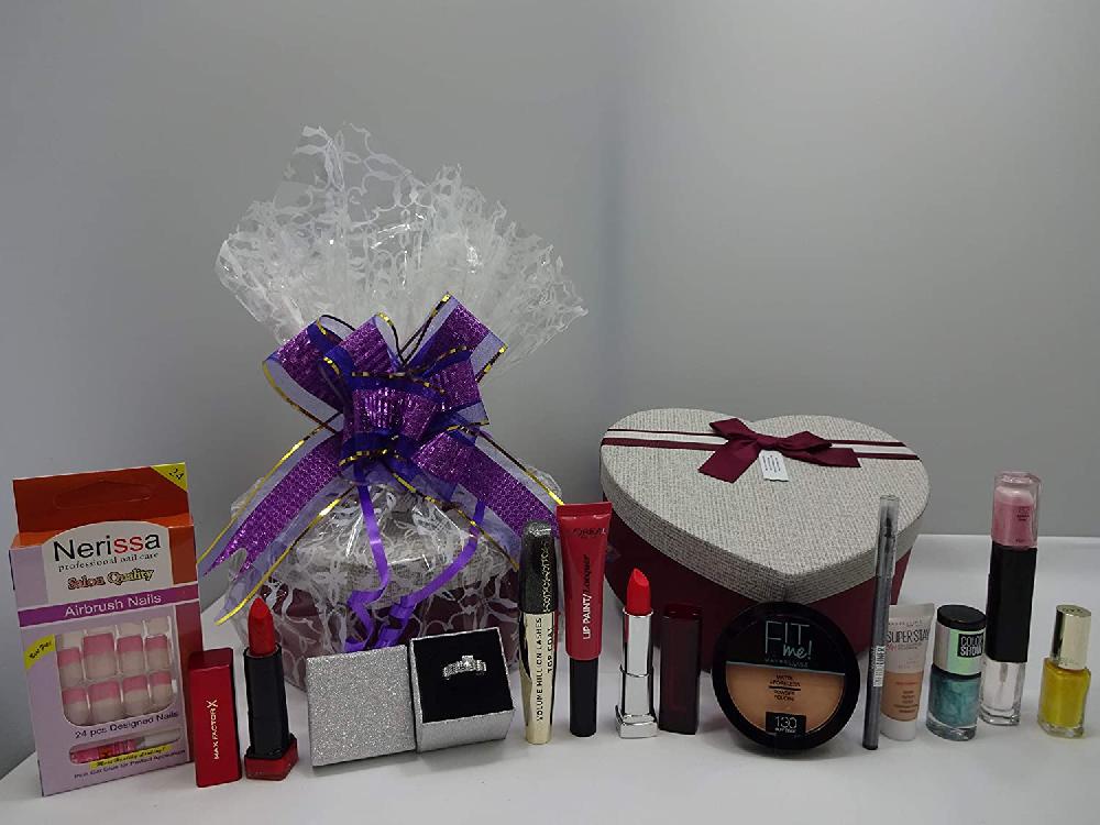 globe trotter Valentines Make Up Gift Set Hamper For Her Beauty Box Gift Wrapped With Foundation Free Ring Included