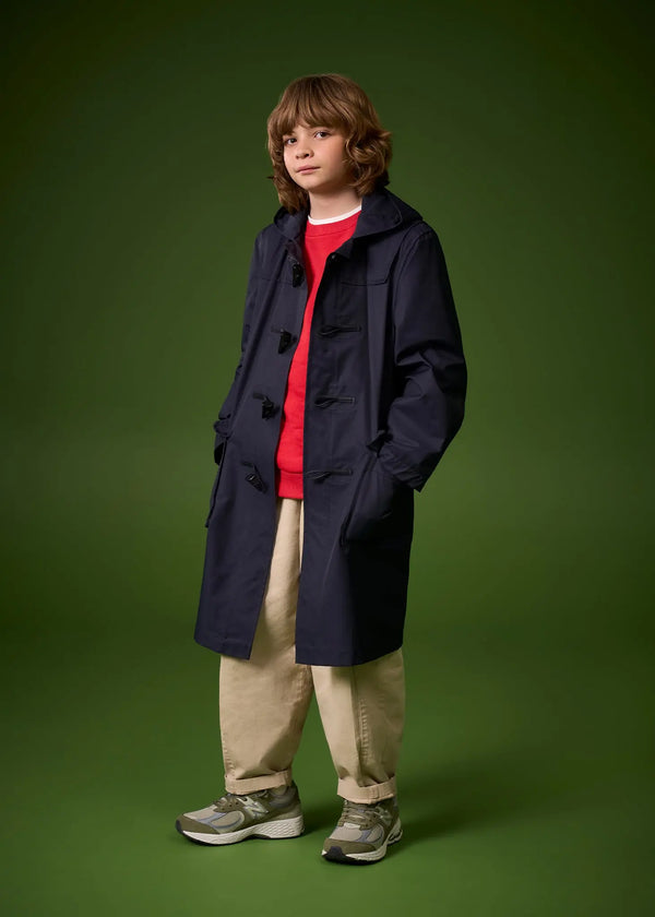Gloverall Children's Gabardine Showerproof Duffle Coat Green