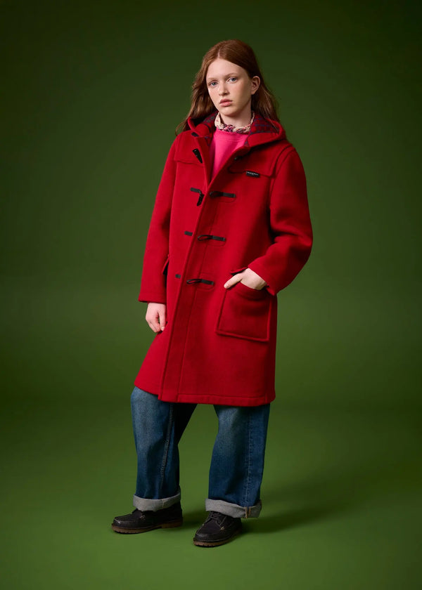 Gloverall Children's Melton Wool Duffle Coat Cranberry