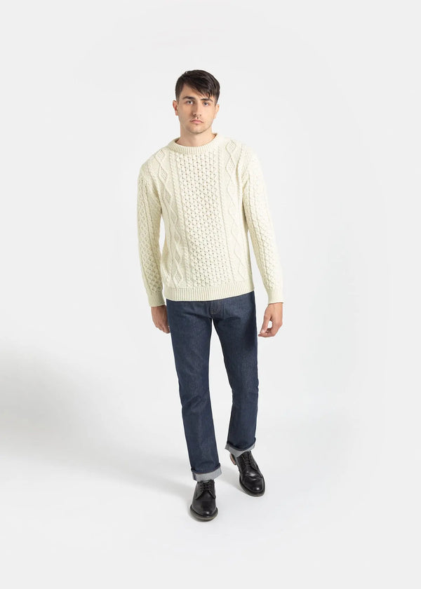 Gloverall Men's Aran Jumper Ecru