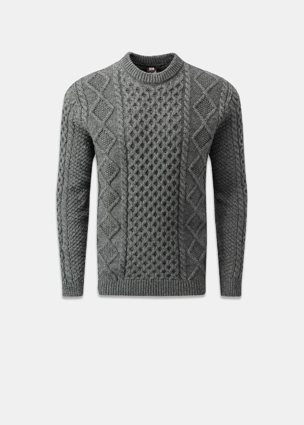 gloverall Men's Aran Jumper Grey