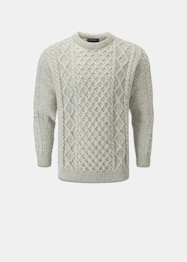 Gloverall Men's Aran Jumper Light Grey