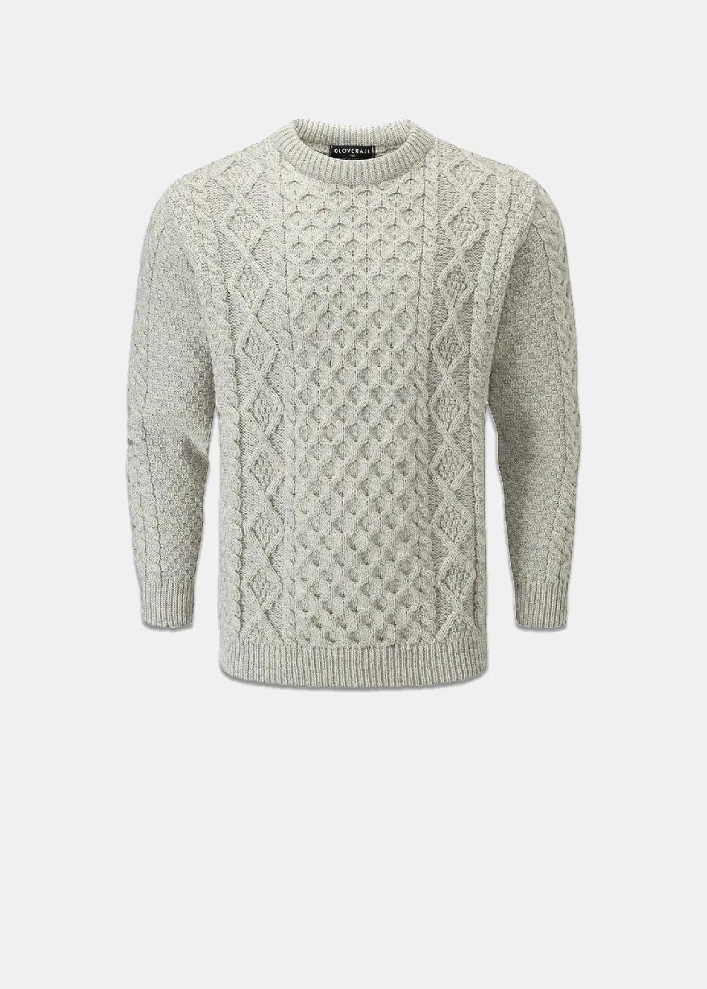 gloverall Men's Aran Jumper Light Grey