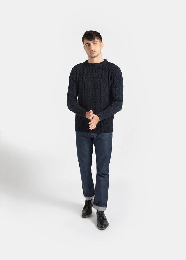 Gloverall Men's Aran Jumper Navy