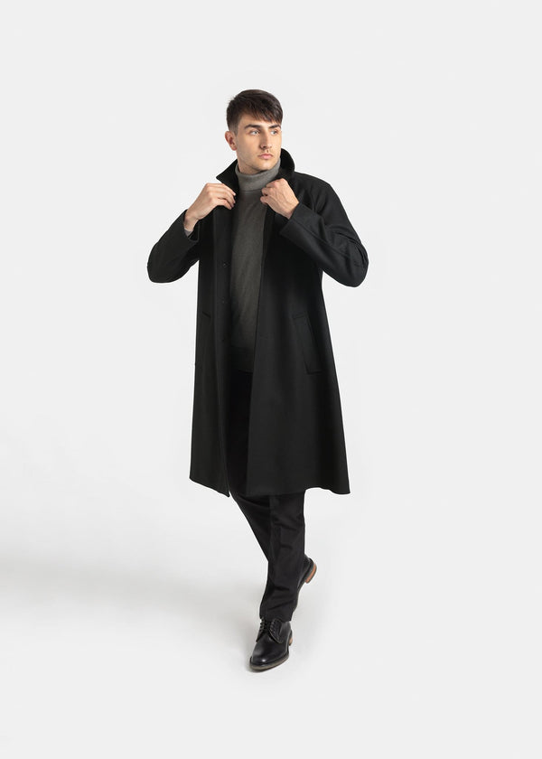 Gloverall Men's Chesterfield Overcoat Black