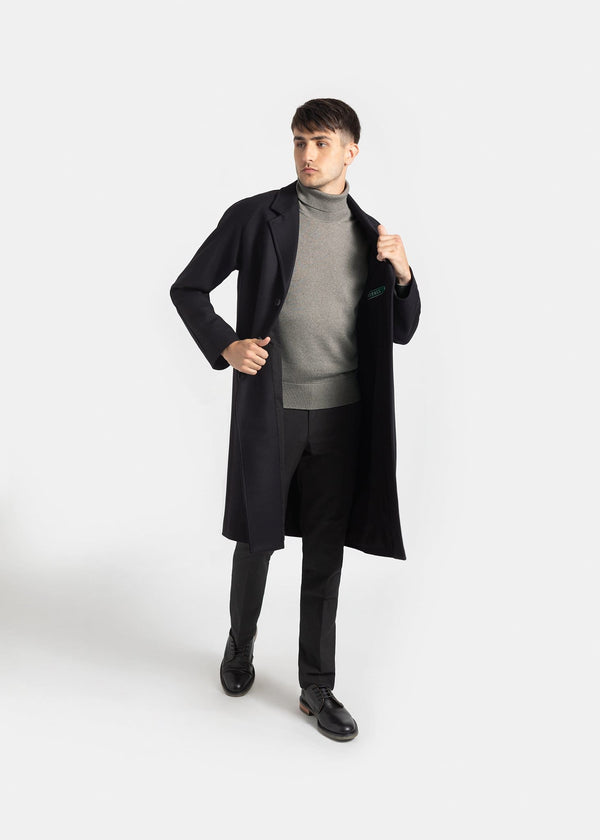 Gloverall Men's Chesterfield Overcoat Navy