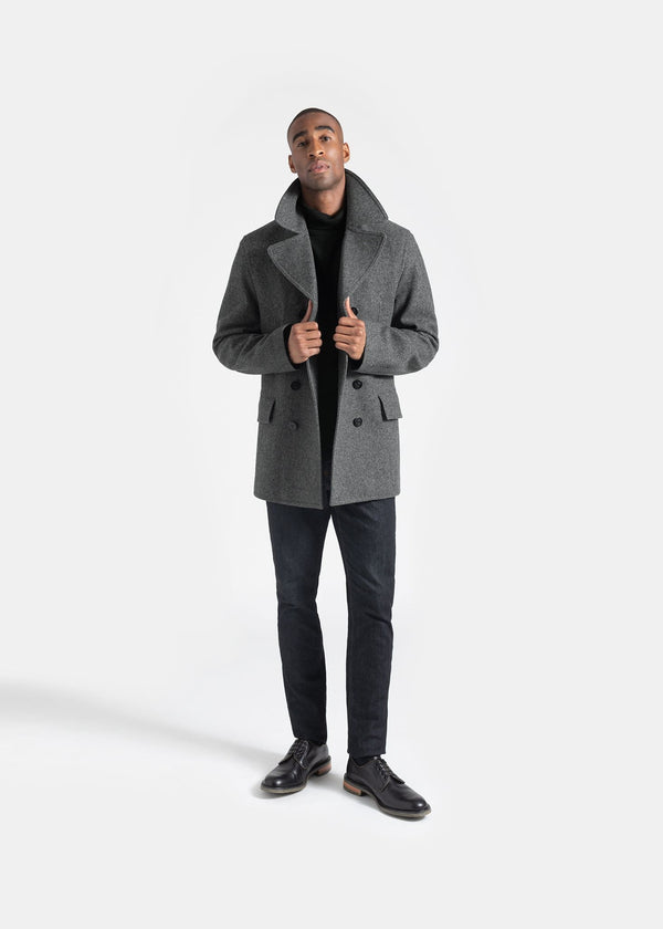 Gloverall Men's Churchill Peacoat Grey