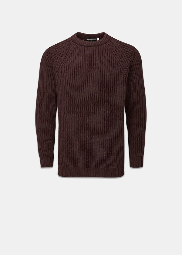 Gloverall Men's Fisherman Jumper Burgundy