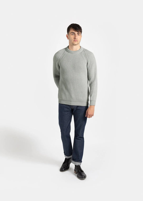 Gloverall Men's Fisherman Jumper Light Grey