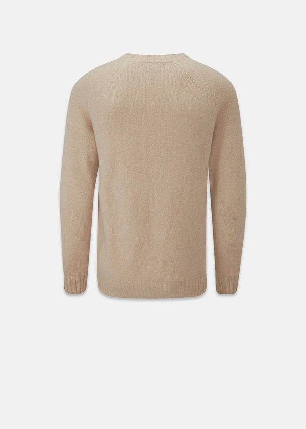 Gloverall Men's Henley Lambswool Jumper Oatmeal
