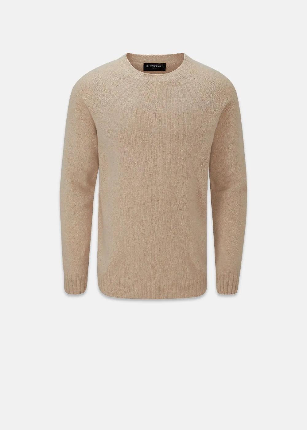 gloverall Men's Henley Lambswool Jumper Oatmeal