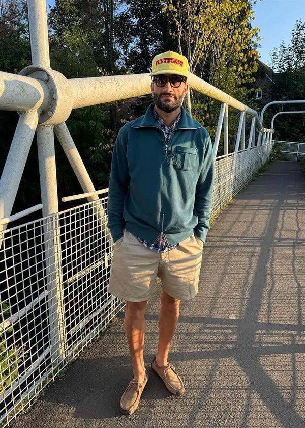 Gloverall Men's Military Zip Sweatshirt Teal