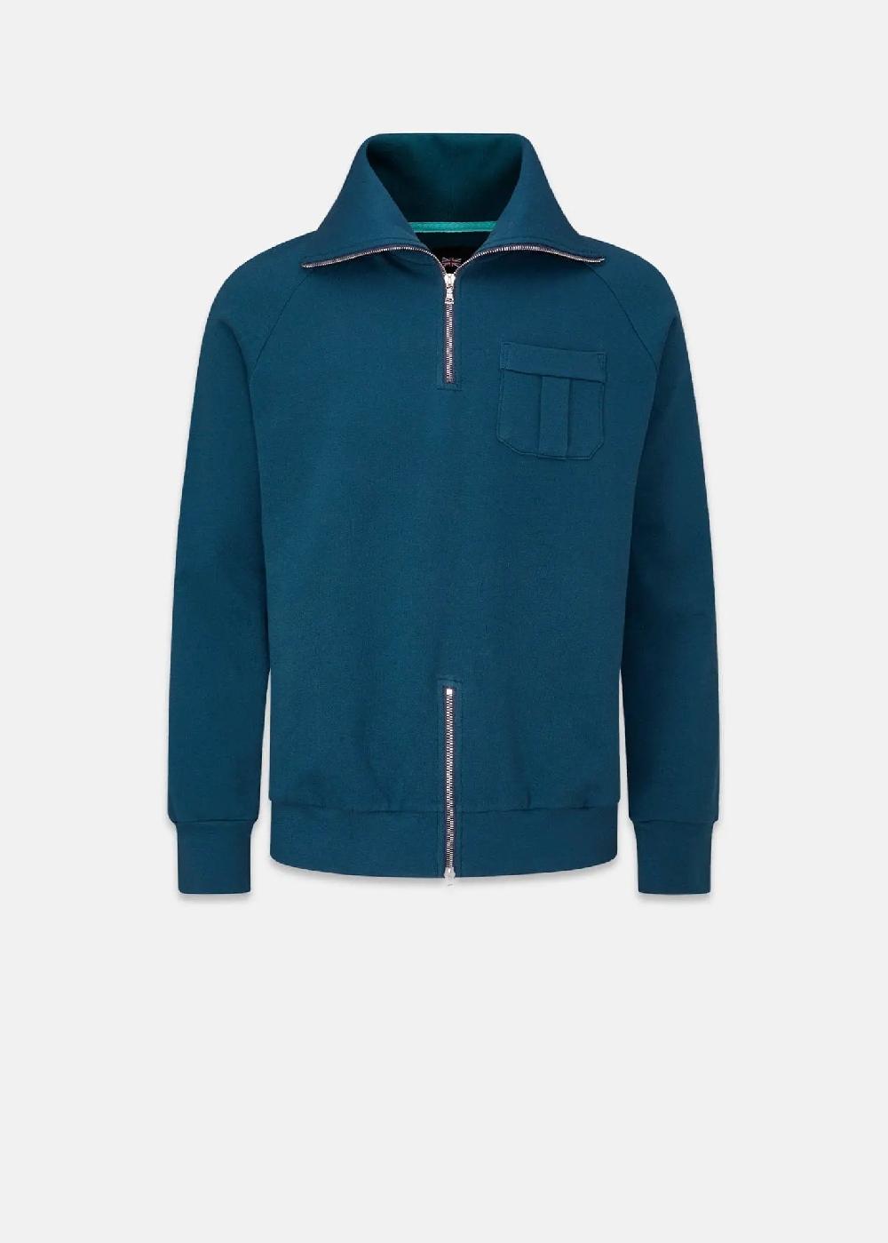gloverall Men's Military Zip Sweatshirt Teal