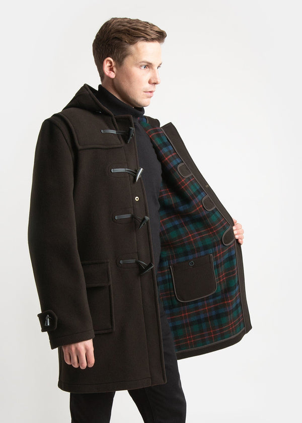 Gloverall Men's Morris Duffle Coat Brown Tartan