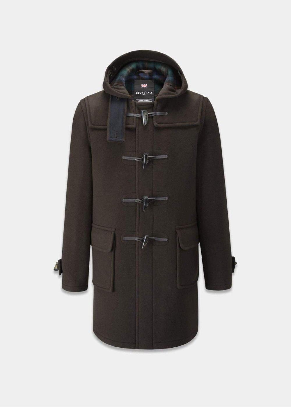 gloverall Men's Morris Duffle Coat Brown Tartan