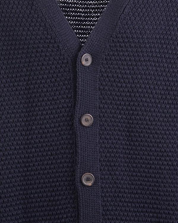 Gloverall Men's Moss Stitch Cardigan Navy