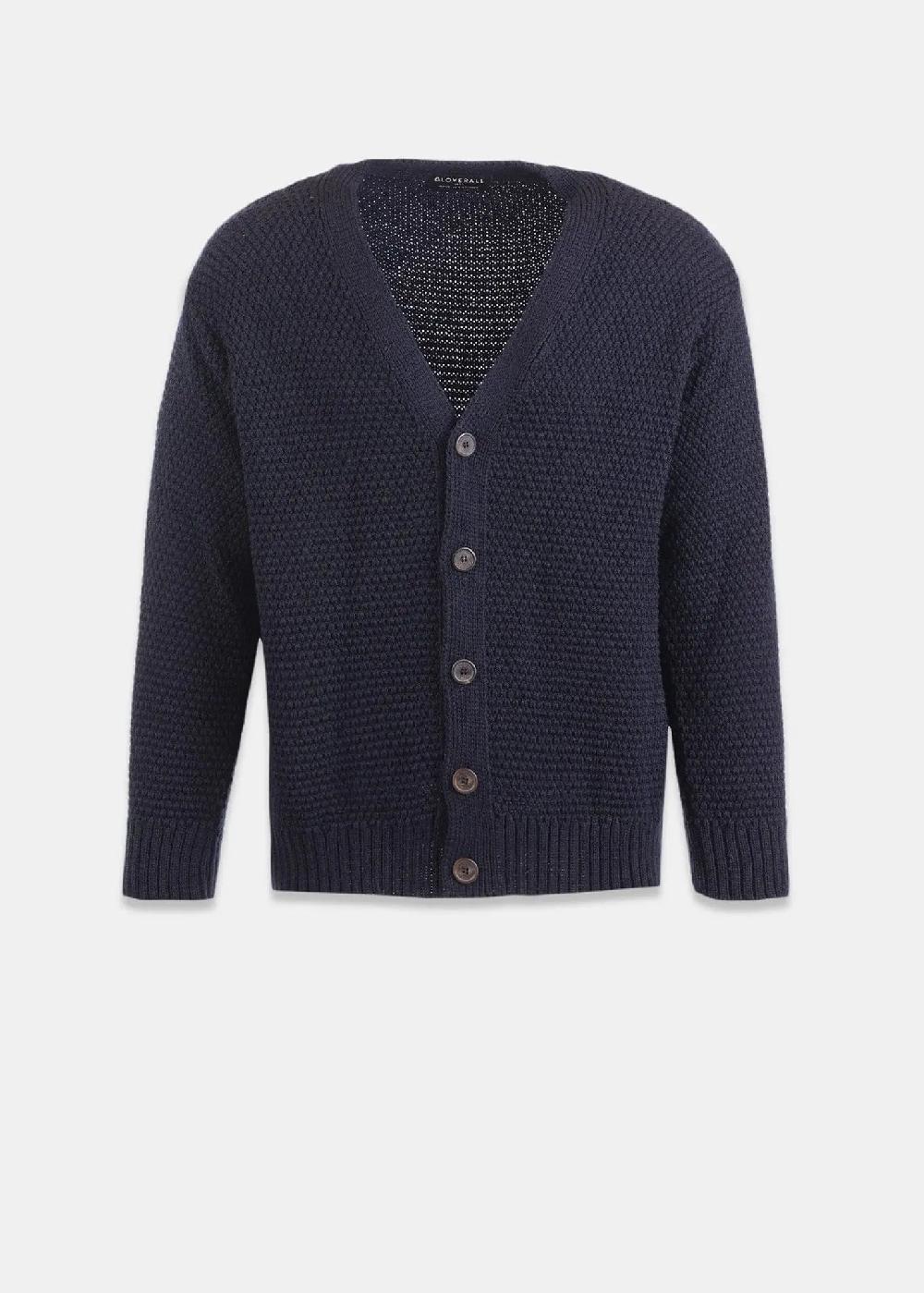 gloverall Men's Moss Stitch Cardigan Navy