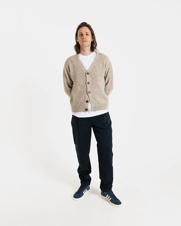 Gloverall Men's Moss Stitch Cardigan Oatmeal