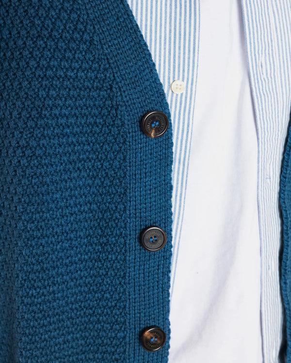 Gloverall Men's Moss Stitch Cardigan Petrol