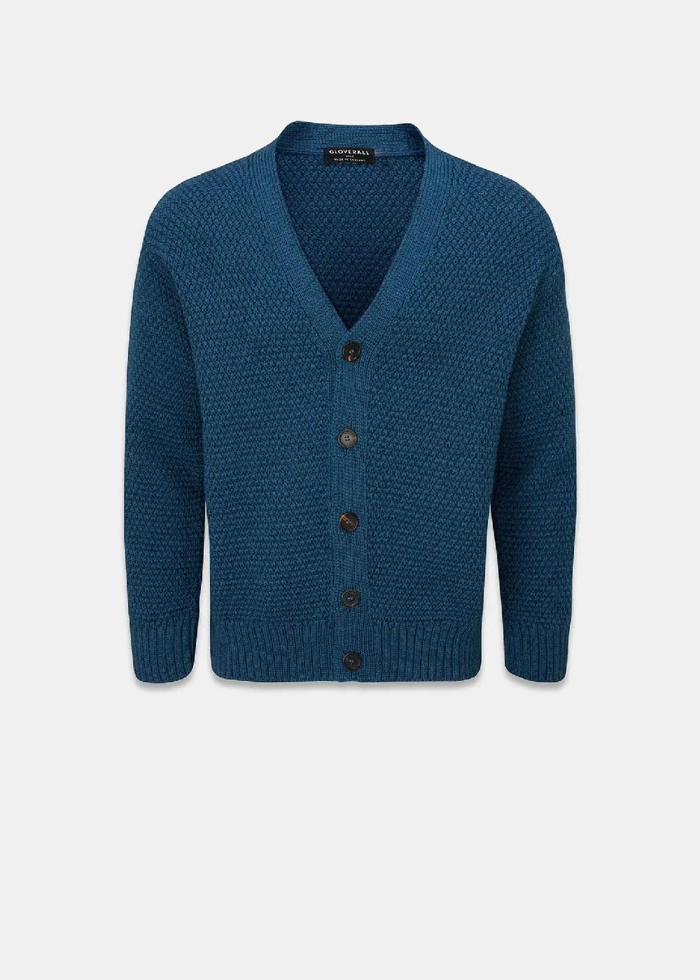 gloverall Men's Moss Stitch Cardigan Petrol