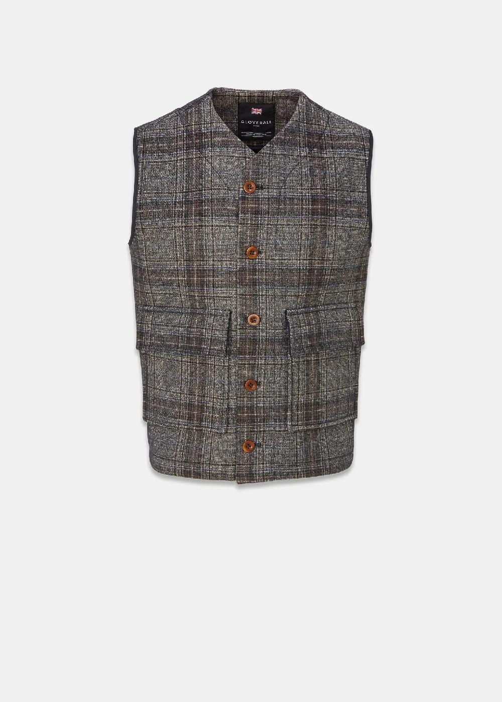 gloverall Men's Roger Gilet Check
