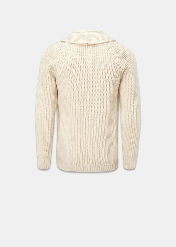 Gloverall Men's Shawl Collar Cardigan Ecru