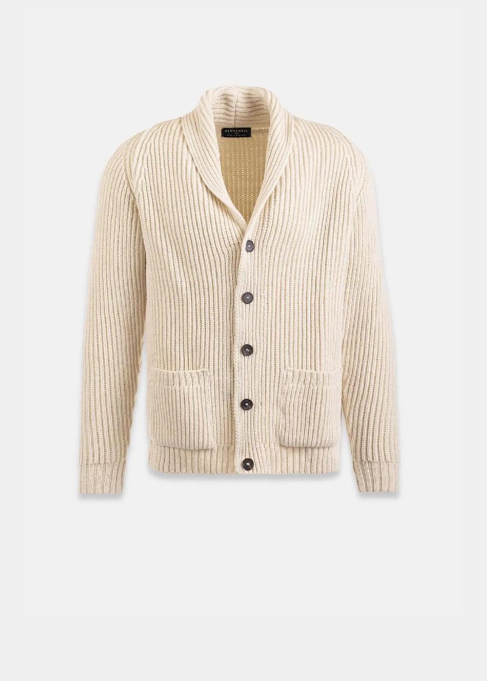 gloverall Men's Shawl Collar Cardigan Ecru