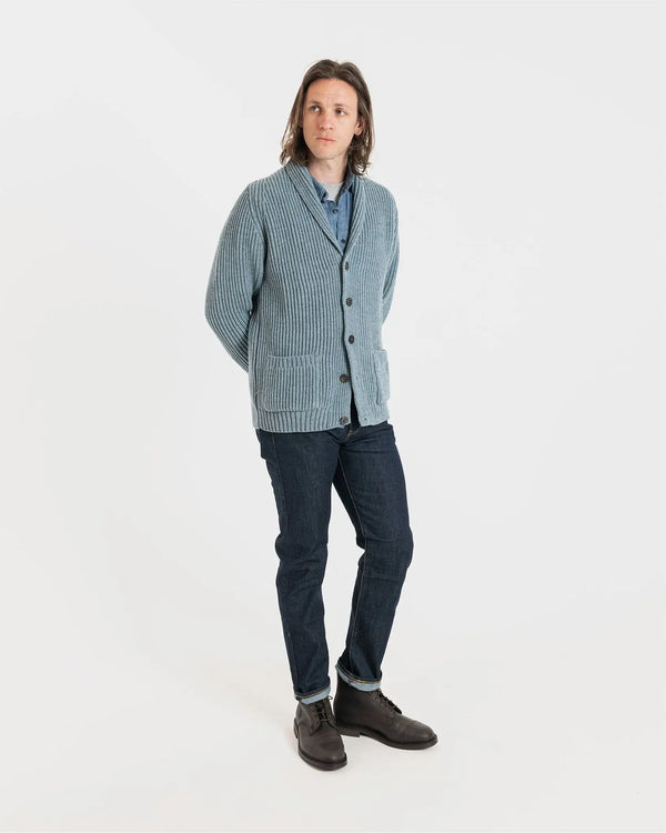 Gloverall Men's Shawl Collar Cardigan Light Blue