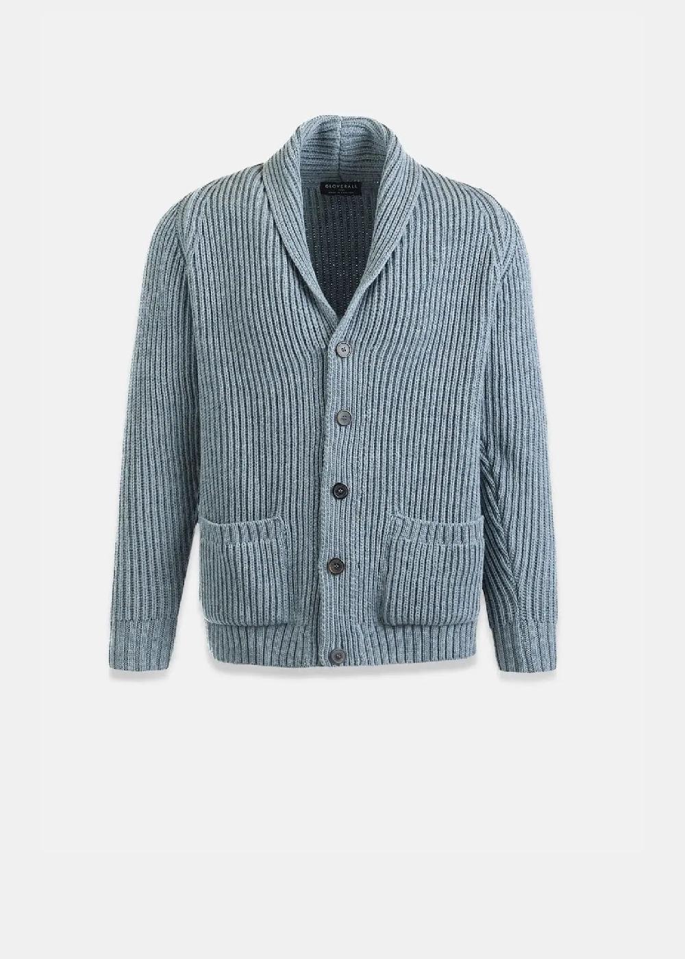 gloverall Men's Shawl Collar Cardigan Light Blue