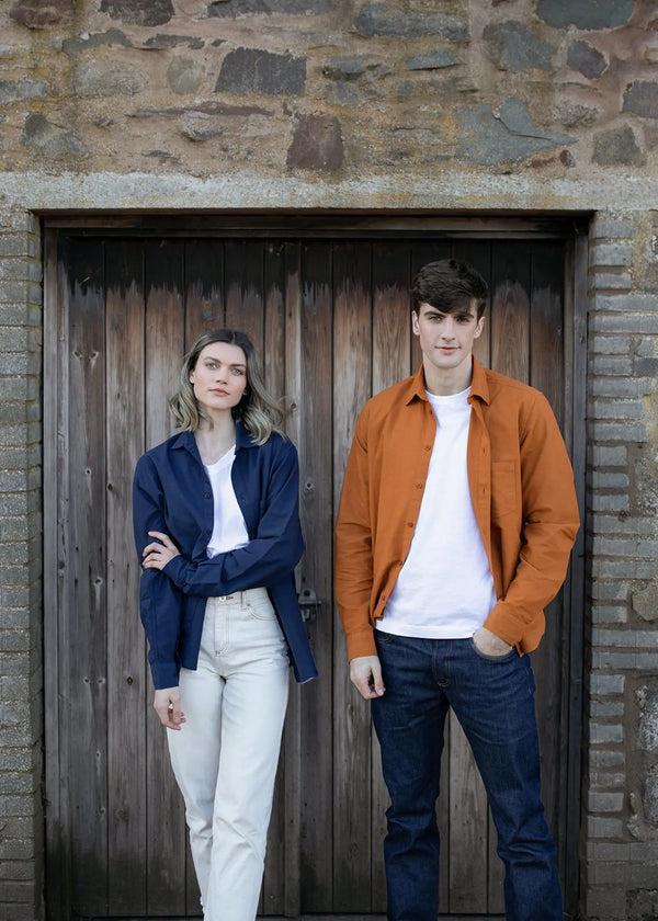 Gloverall Unisex Overdyed Oxford Overshirt Pumpkin