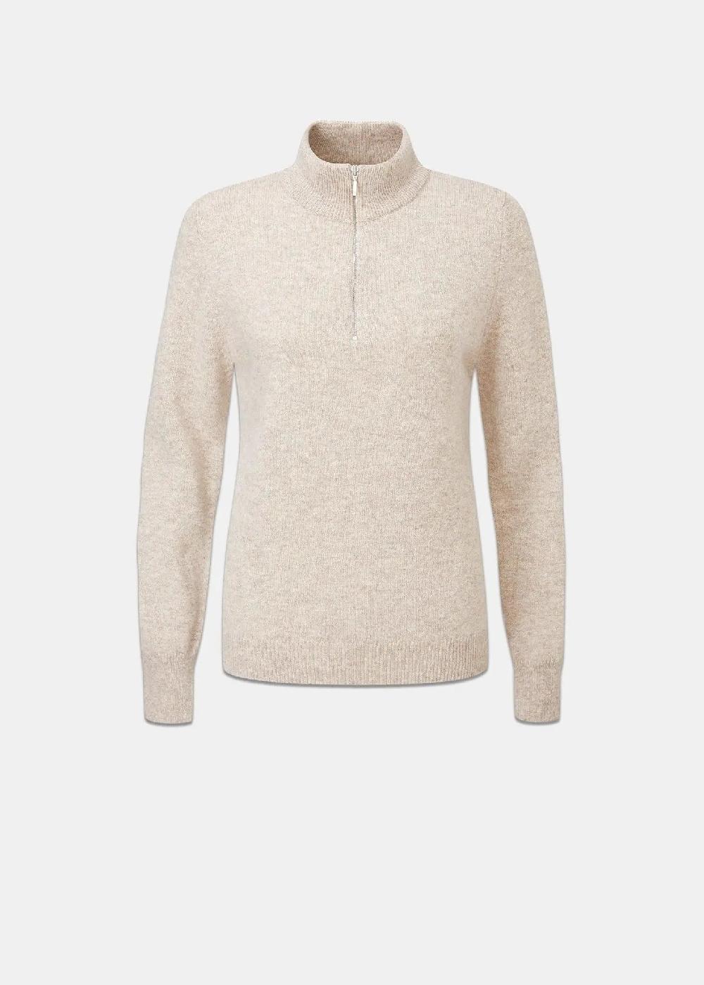 gloverall Women's Zip Neck Jumper Cobble