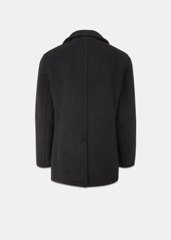 Gloverall Men's Churchill Peacoat With Tartan Reverse Black Stewart