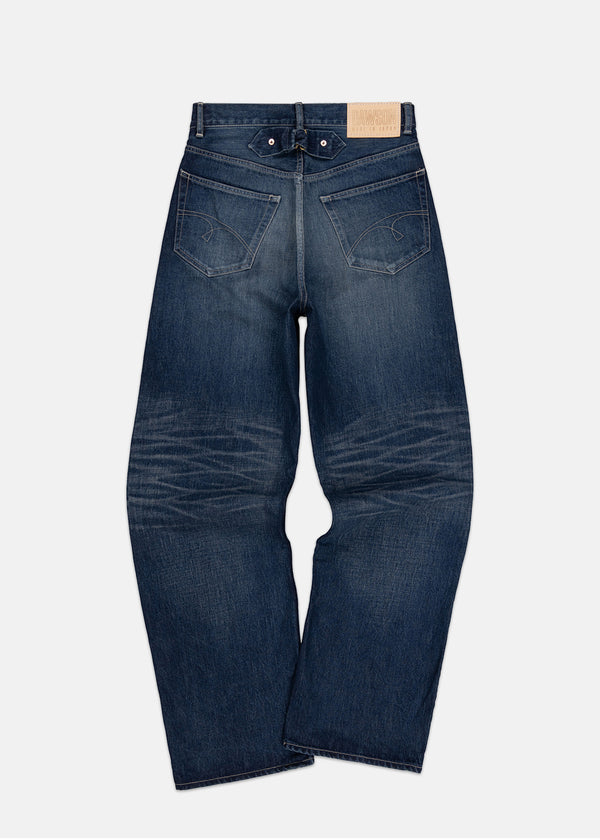 Gloverall Men's Dawson Denim Wide Leg Fit Jeans Washed Indigo