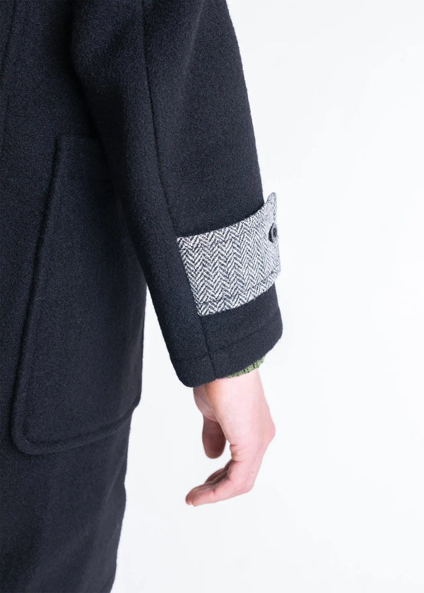 Gloverall Men's Herringbone Contrast Monty Duffle Coat Black