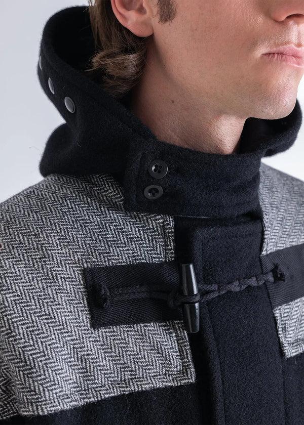 Gloverall Men's Herringbone Contrast Monty Duffle Coat Black
