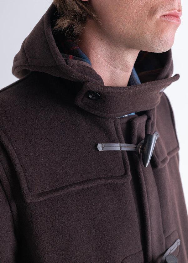 Gloverall Men's Mid-Length Morris Duffle Coat Brown Tartan