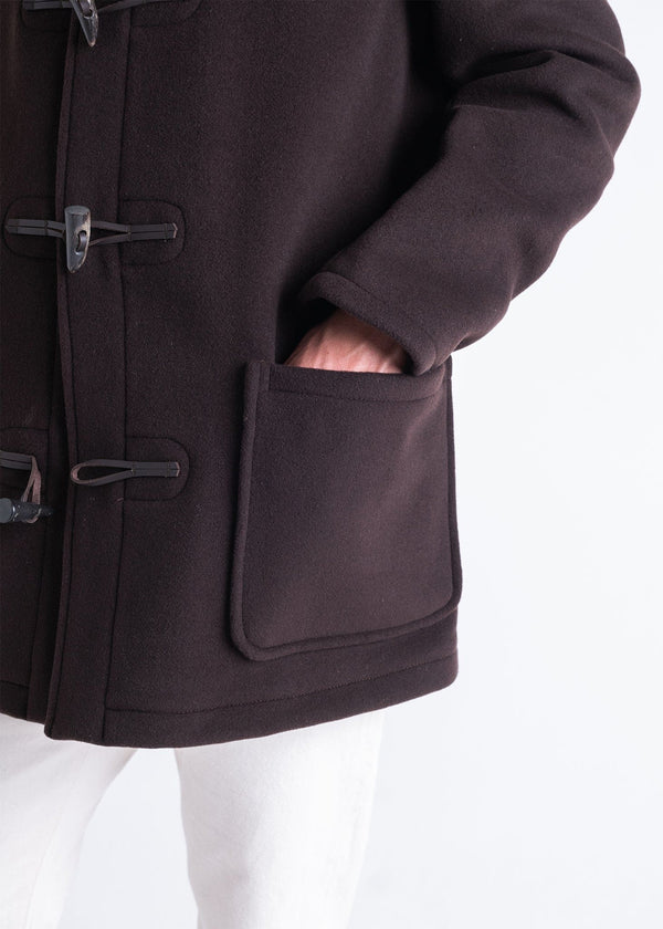 Gloverall Men's Mid-Length Morris Duffle Coat Brown Tartan