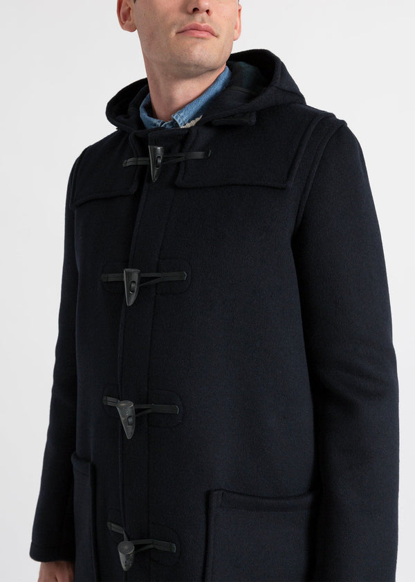 Gloverall Men's Mid-Length Morris Duffle Coat Navy Black Watch