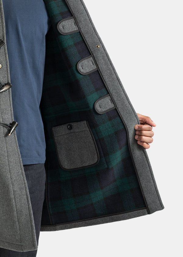 Gloverall Men's Morris Duffle Coat Grey Black Watch