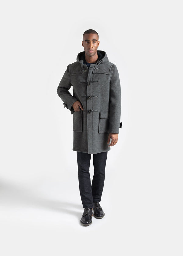 Gloverall Men's Morris Duffle Coat Grey Black Watch