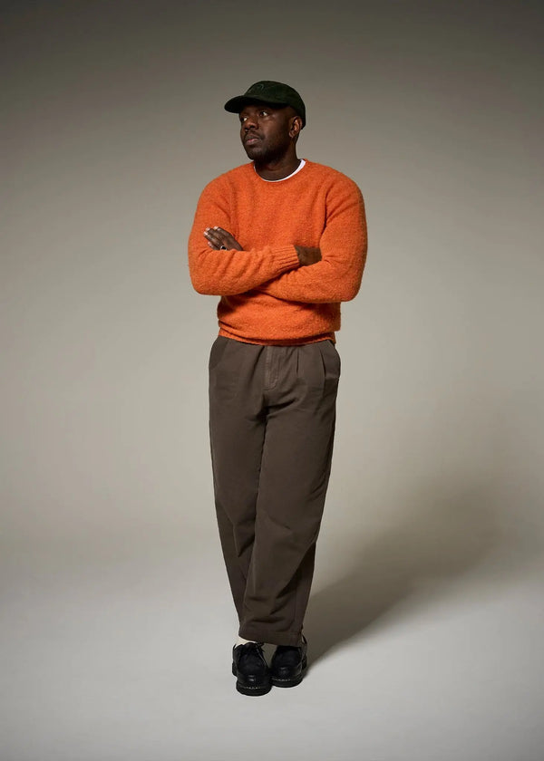 Gloverall Men's Oxford Brushed Lambswool Jumper Orange